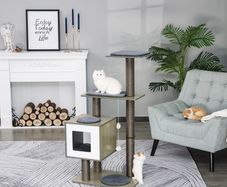 120cm Multi-level Cat Tree Kittens Activity Tower with Scratching Posts Pet Play House Furniture, Grey