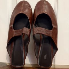 Zara Brown Slingback Ballet Flats