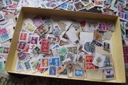 A box with collection of stamps from Great Britain