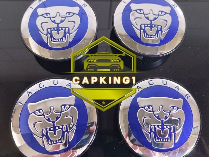 4 x Jaguar Centre Caps (Blue) FREE POST