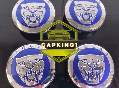 4 x Jaguar Centre Caps (Blue) FREE POST