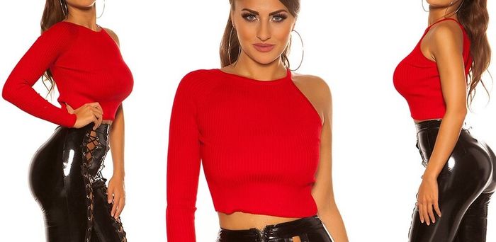 _One_sleeve_crop_ripp_sweater__Color_RED or white fits xs s m