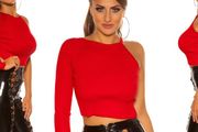_One_sleeve_crop_ripp_sweater__Color_RED or white fits xs s m