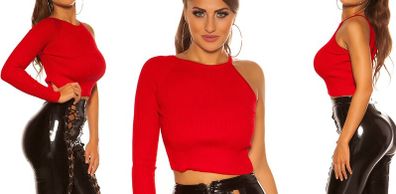 _One_sleeve_crop_ripp_sweater__Color_RED or white fits xs s m