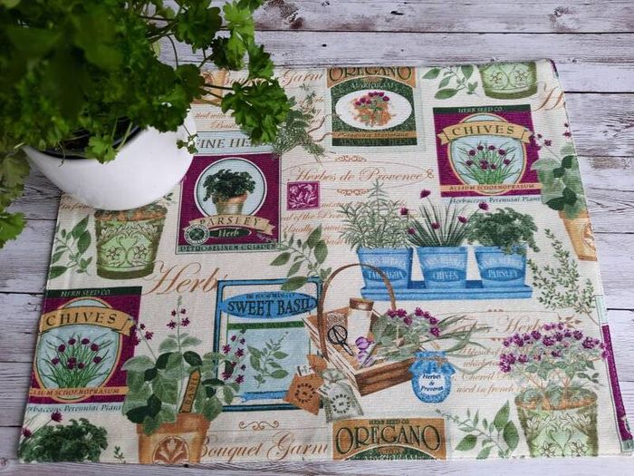 Handmade Placemats." Summer fruits, Farmers Market, Mediterranean Herbs"