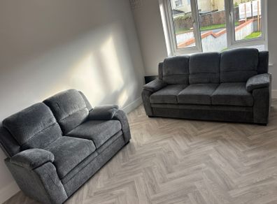 New 3+2 Grey Tora Fabric Sofa On Sale