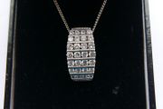 Vintage Sterling Silver 925 Necklace With Crystal Rectangle Pendant 5,8g length 18"
