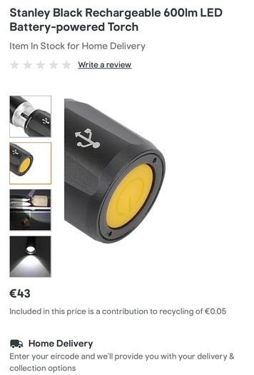 Stanley Rechargeable Flashlight 600 Lumens