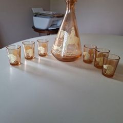Vintage Glass Decanter + 6 Shot Glasses.( Reduced)