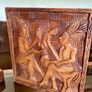 Vintage Hand Carved Deep Relief Large Wooden Wall Art Panel Tribal Village Scene Story Board Image 3
