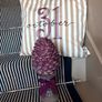 New bespoke oversized autumn Pinecone on distressed wood base in mulberry Image 2