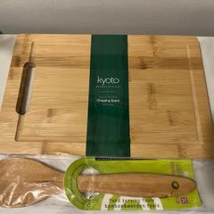 Bamboo chopping board and spoon