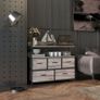 Rustic Chest of Five Fabric Drawers - Grey Wood Effect Image 4