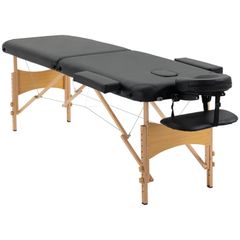 Massage Table Bed Couch Beauty Bed 2 Section Therapy Bed Lightweight Portable Folding Spa Bed Black