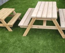 Handmade picnic benches