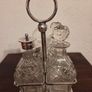 Antique Silver Plate Cut Crystal Condiment Set Image 3
