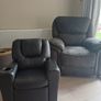 Kids black leather armchair & recliner Image 3
