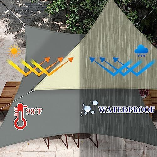 Sun Shade Sail Rectangle 2m x 3m Waterproof, 98% UV Block Awnings for Patios with Free Rope, Sunscreen Awning Canopy, Rectangular Garden Shelter for Outdoor Garden Patio Yard Lawn Party, Grey