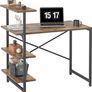 FREE SHIPPING Small Computer Desk with Shelves 100x50x98 cm, Home Office Desk, Study Writing Office Table, 4 Tier Shelf, Brown Image 2