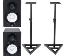 Yamaha HS7 professional studio monitors, stands and iso pads