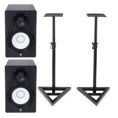 Yamaha HS7 professional studio monitors, stands and iso pads