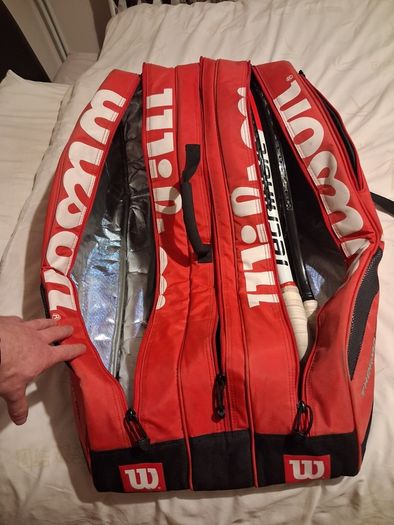 Wilson Tour Thermo Guard Tennis Racket Bag  3 Compartment  Red/Black