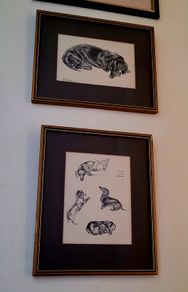 Vintage pair of dachshund prints