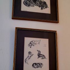 Vintage pair of dachshund prints