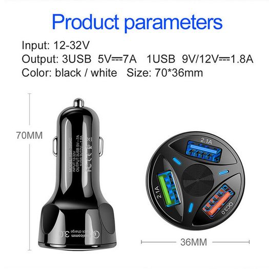 QC 3.0 Car Triple USB Phone Quick Charger 30W (Brand New/Warranty)