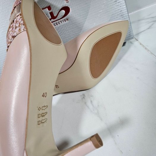 Emis new collection court pink medium heel leather shoes UK 6.5 EU 40 new & boxed