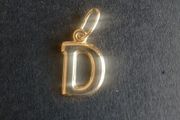 Solid 14ct 14k gold letter D initial charm pendant