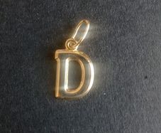 Solid 14 carat gold letter D initial charm pendant