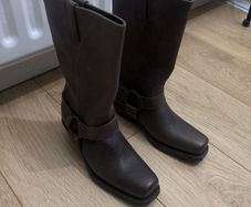 Genuine Leather Brown Biker Boots 5