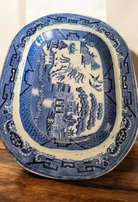 Collection of Antique Victorian and Art Deco English Serving Platters Staffordshire