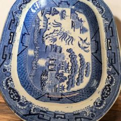 Collection of Antique Victorian and Art Deco English Serving Platters Staffordshire