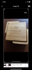 Cervezas Alhambra Timber Coaster set