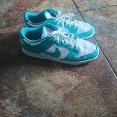 Green and white panda dunks