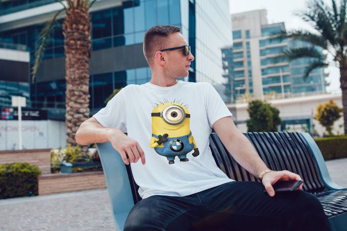 Crazy Funny Bmw Minion Printed T-shirt Tee Top Shirt Great Gift Present