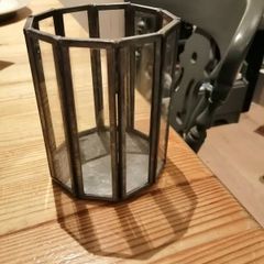 Leaded glass night light candle holder