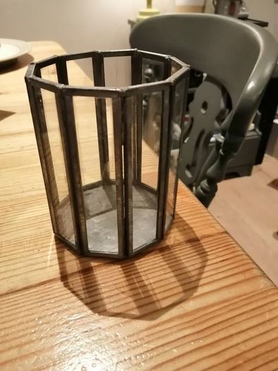 Leaded glass night light candle holder