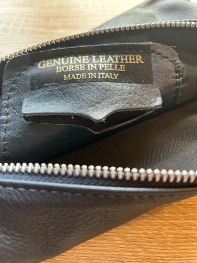 Leather Clutch Bag with Hand Strap