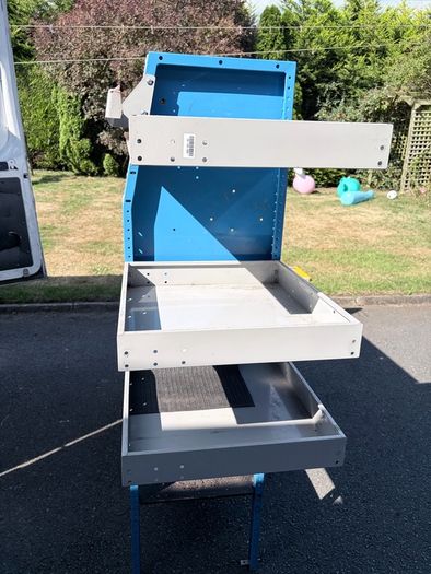 Bri-Stor van workbench, shelves and BOTT hooks