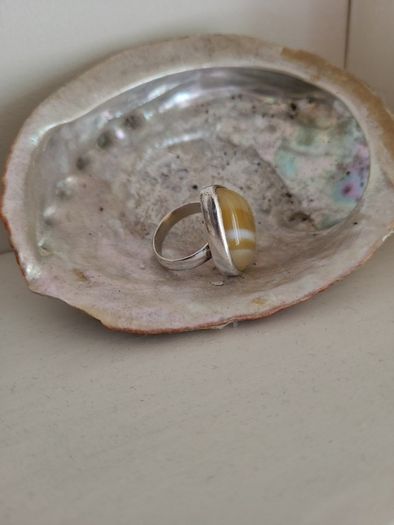 Sterling Silver And Amber Ring