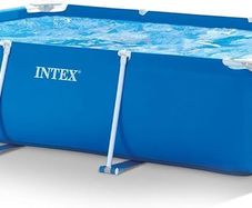 NEW SALE | Metal Frame Rectangular Outdoor Swimming Pool, Filter Pump Not Included, Capacity 3834 L, Measures 300 x 200 x 75 Centimeters - Colour Blue
