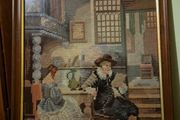 Rare Find. Vintage Tapestry Scene with a Mahogany Frame