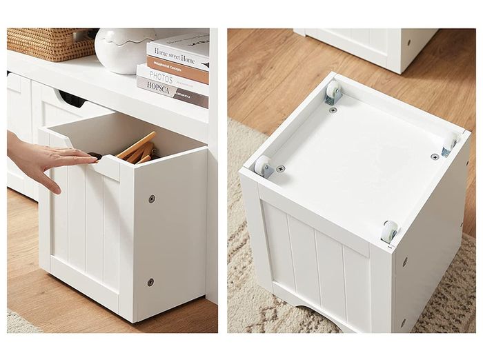 Storage Cabinet, Storage Box with Wheels, Toy Shelf, Side Cabinet, for Living Room, Bedroom, Children's Room, White