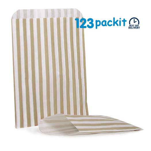 Lot of 200 pcs Gold striped gift candy counter bags excellent for candies gift shop small retails size 5x7 inches eco friendly