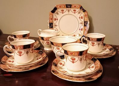 Vintage Colclough China Imari Style Tea Set. Bone China.Made in Longton, England.