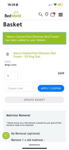 Marco Chesterfield Ottoman King Size Bed Frame, Excellent Condition