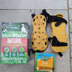 Grass aerator boots, Westland moss remover, Gro-sure shady lawn